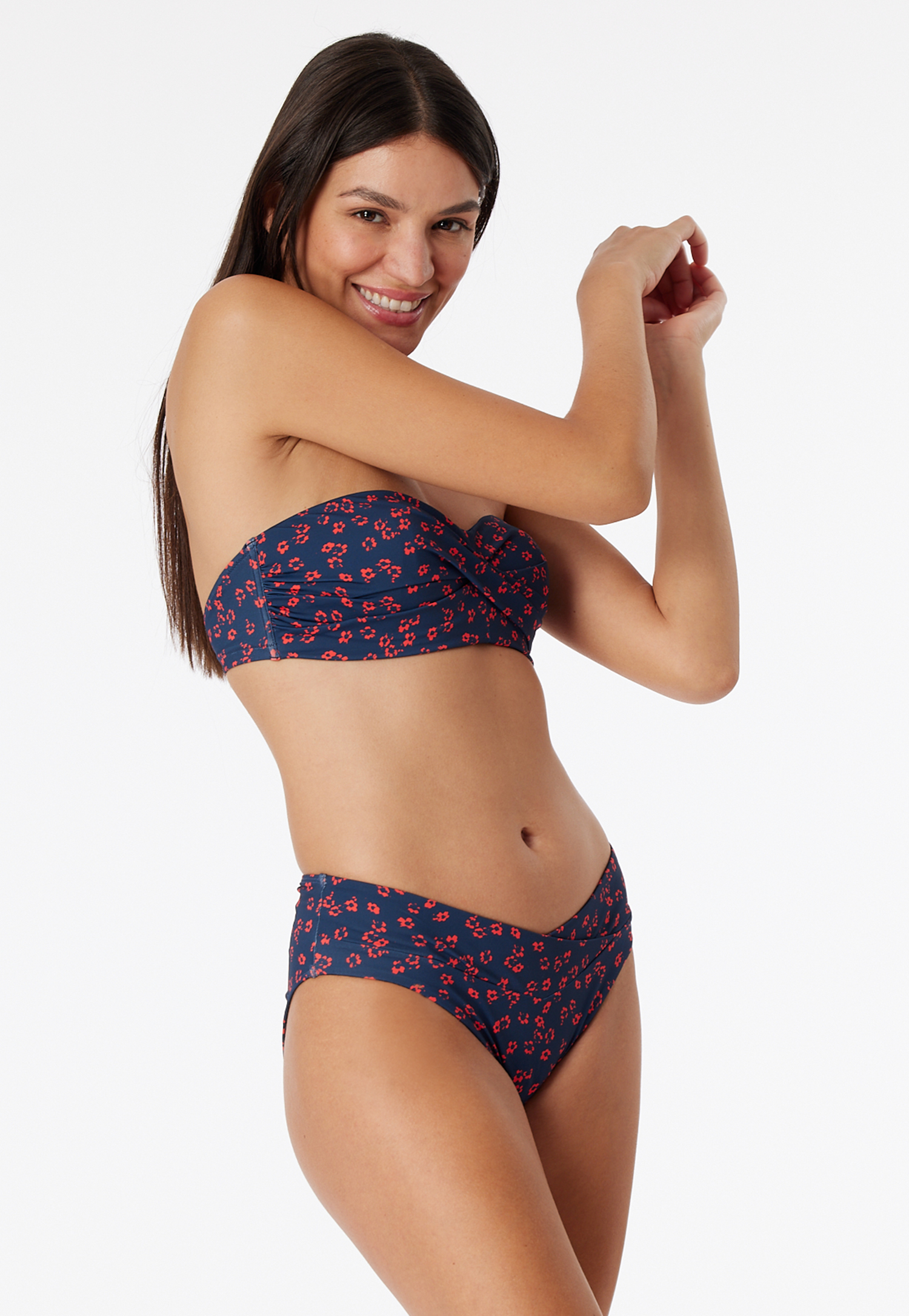 Schiesser Midi-Bikinislip V-Form Blumenprint multicolor - Aquaix &atch für Damen