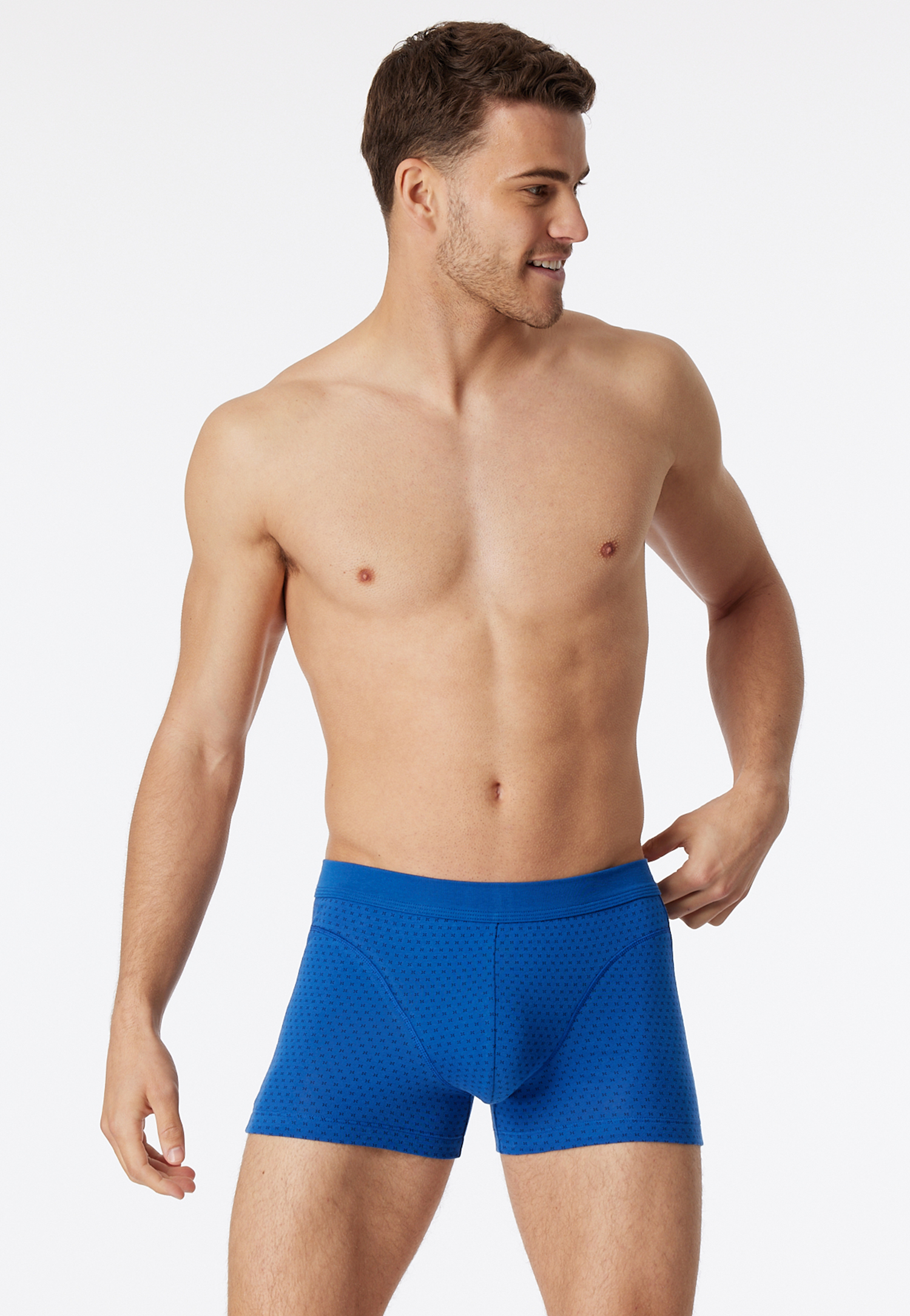 Schiesser Shorts Organic Cotton gemustert indigo - Comfort Fit für Herren