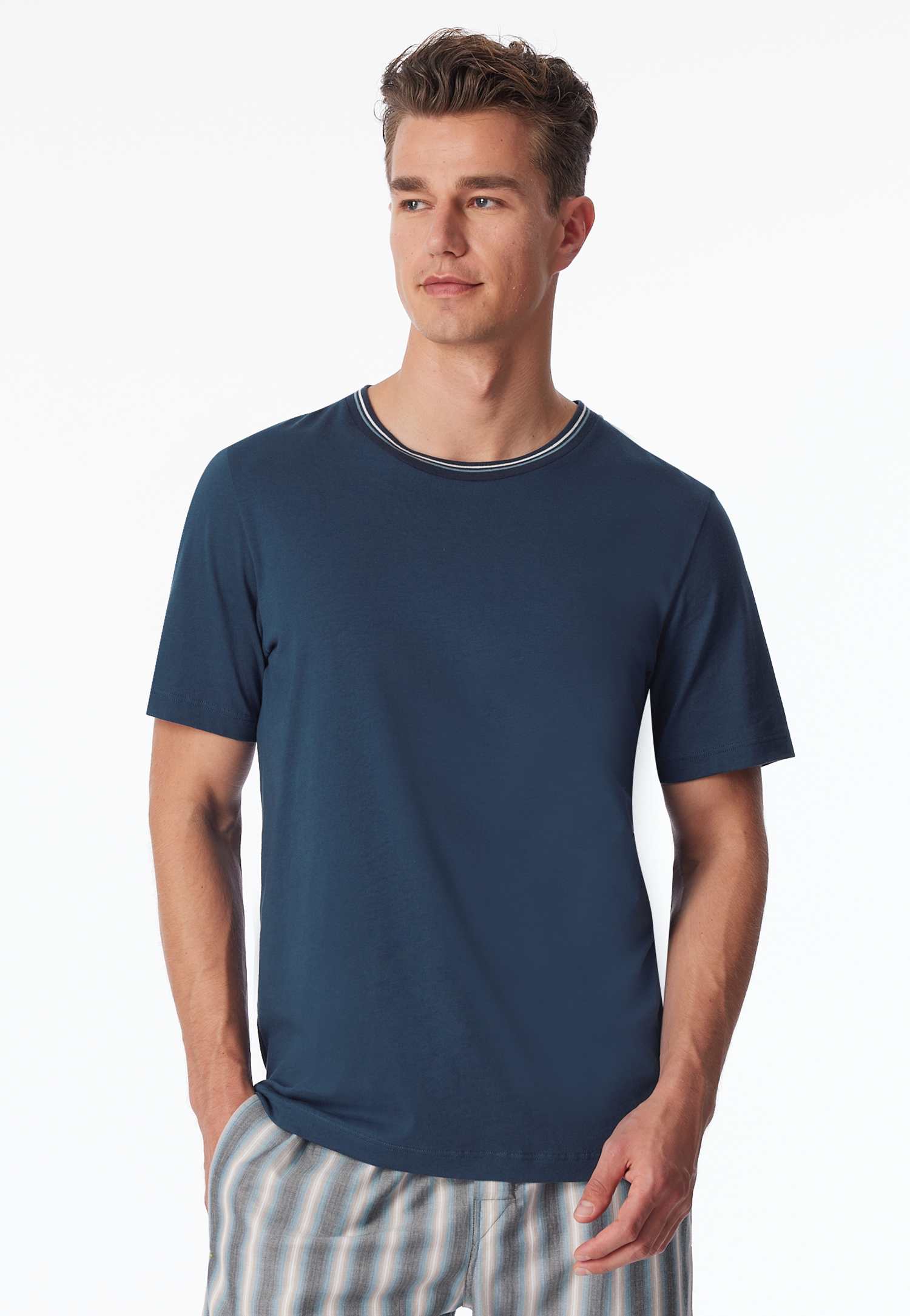 Schiesser Shirt kurzarm Organic Cotton Streifen admiral - Mix+Relax für Herren