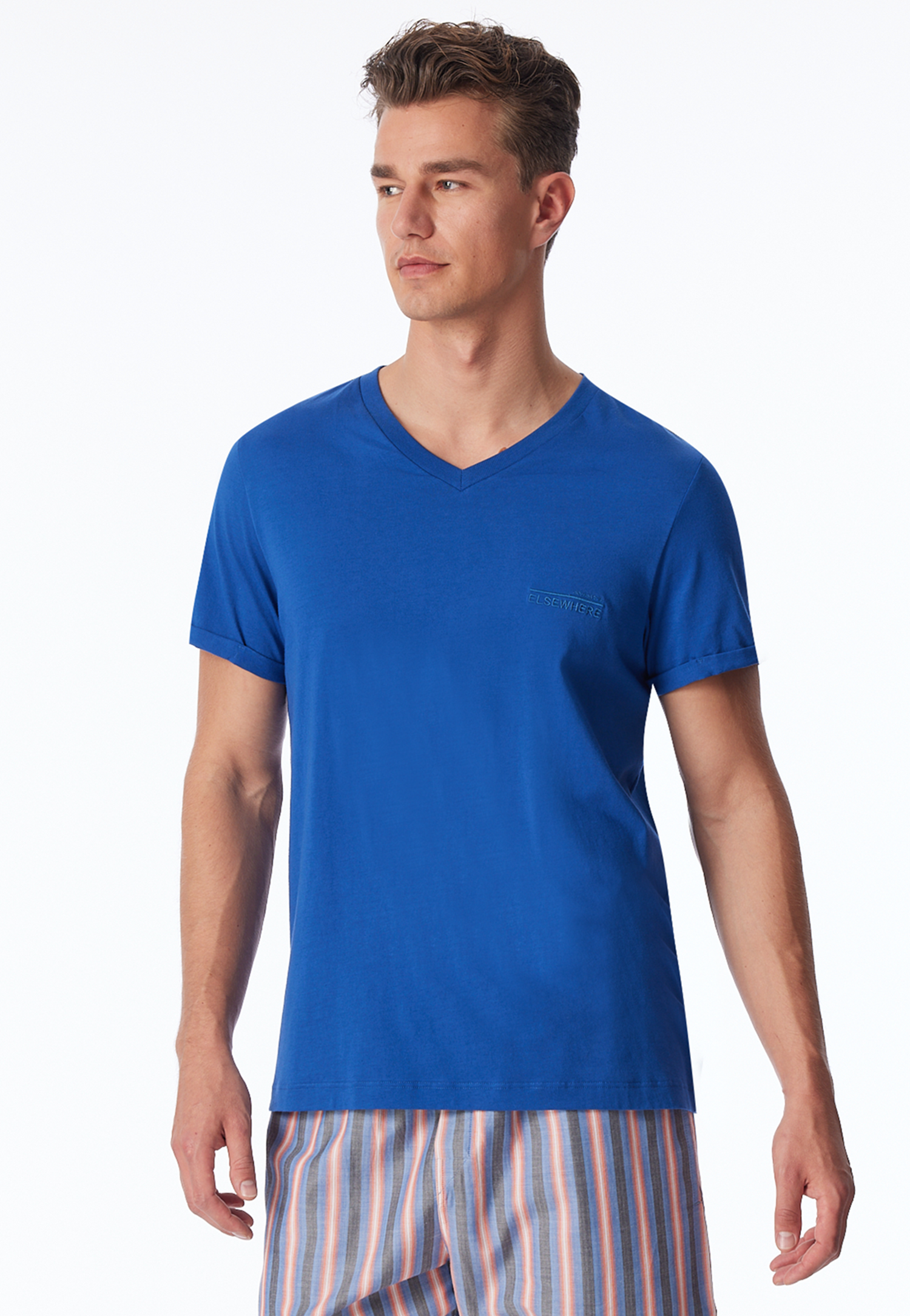 Schiesser Shirt kurzarm Organic Cotton V-Ausschnitt indigo - Mix+Relax für Herren