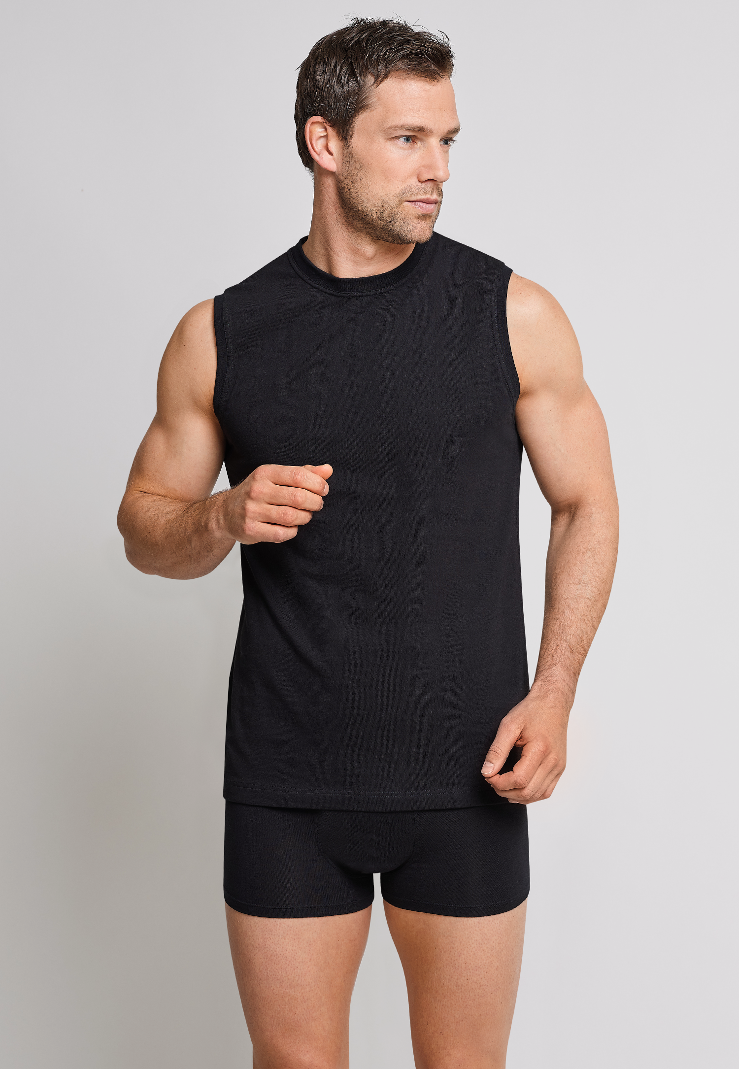 Schiesser Shirt ärmellos 2er-Pack Muscle Shirt schwarz - Essentials für Herren