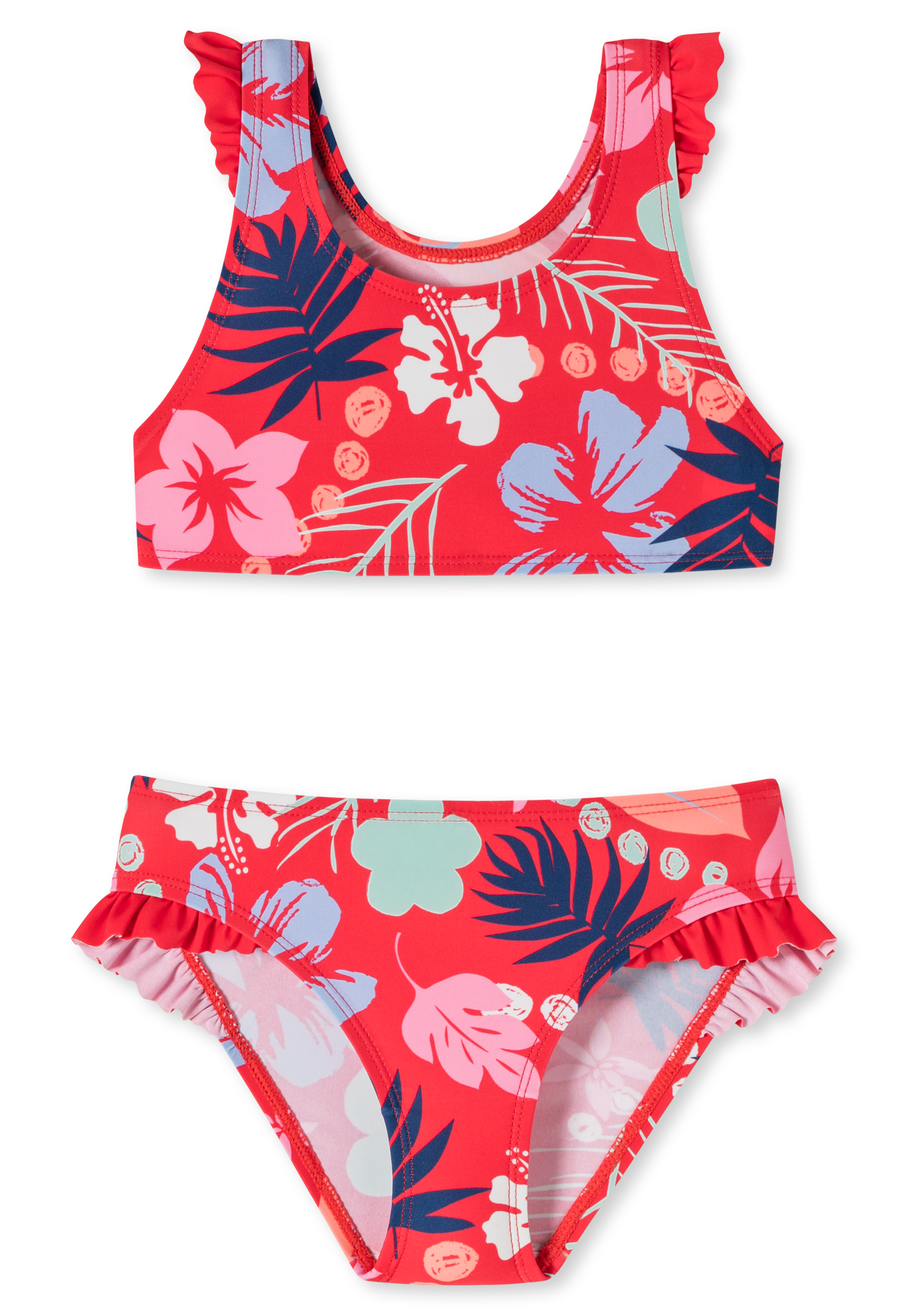 Schiesser Bustier-Bikini Wirkware recycelt LSF40+ Racerback Blumen Rüschen mehrfarbig - Cat Zoe für Mädchen