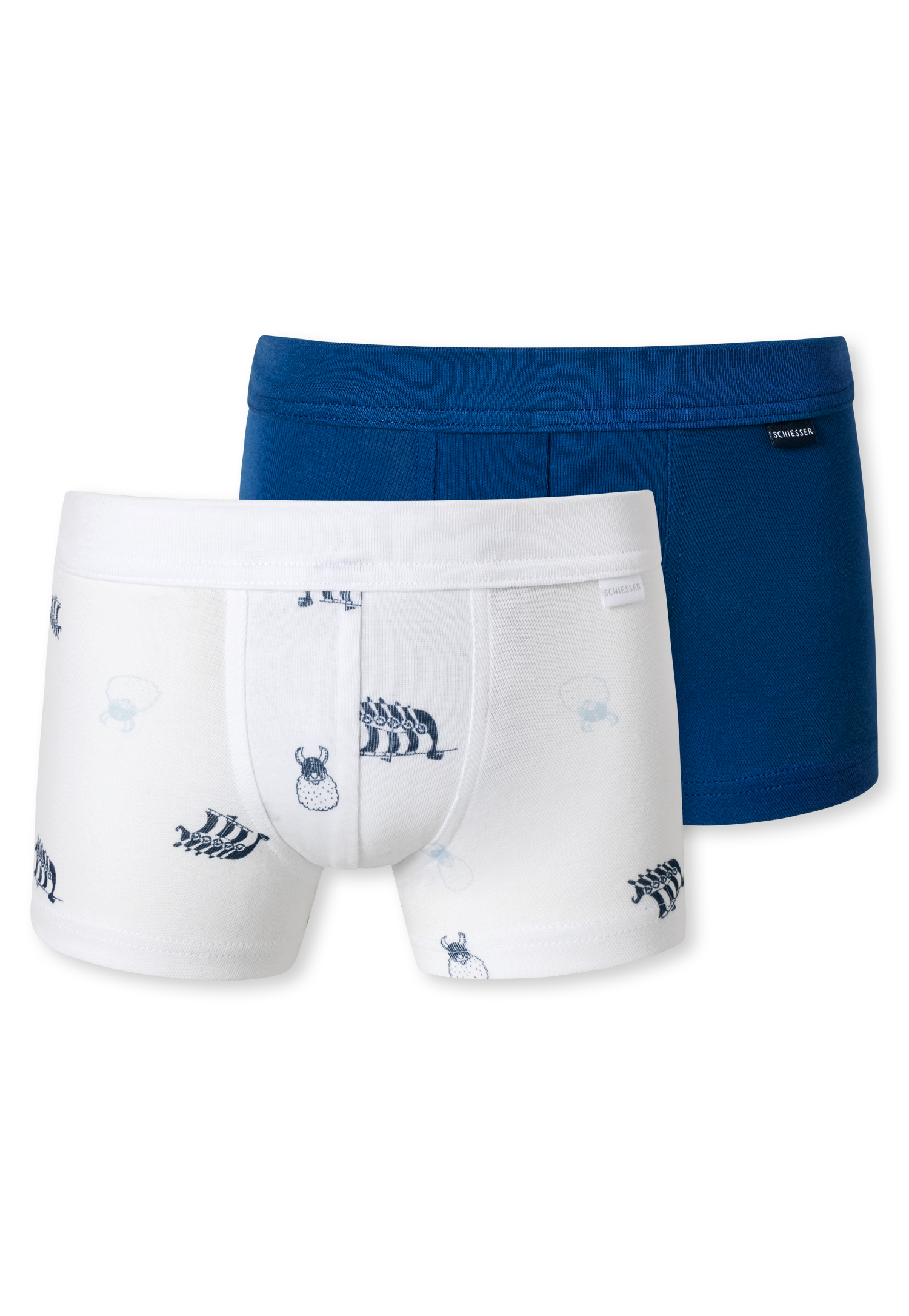 Schiesser Shorts 2er-Pack Organic Cotton Softbund Wikinger dunkelblau/weiß - Boys World für Jungen