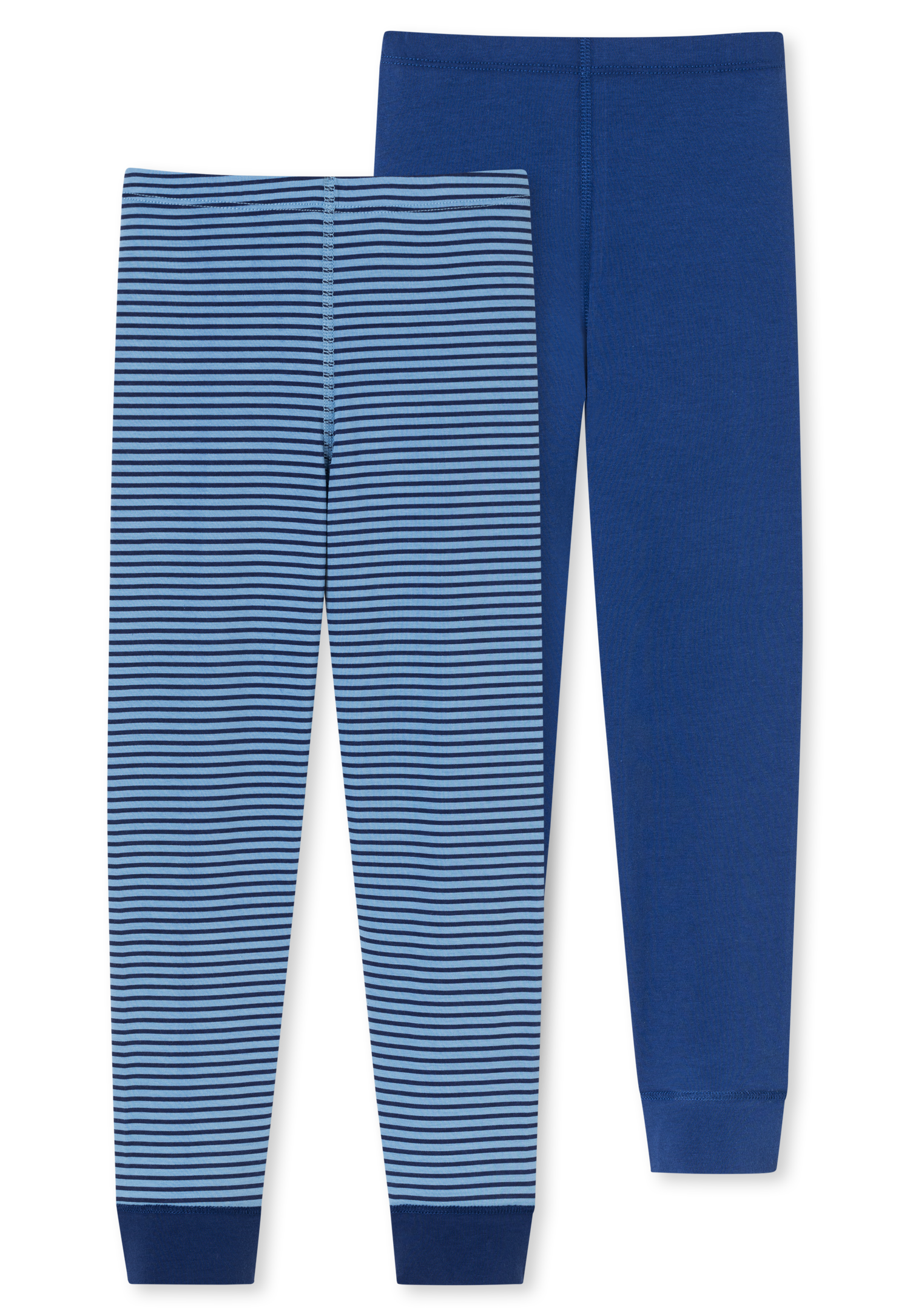 Schiesser Unterhose lang 2er-Pack Organic Cotton Softbund Bündchen Ringel dunkelblau/hellblau - 95/5 für Jungen