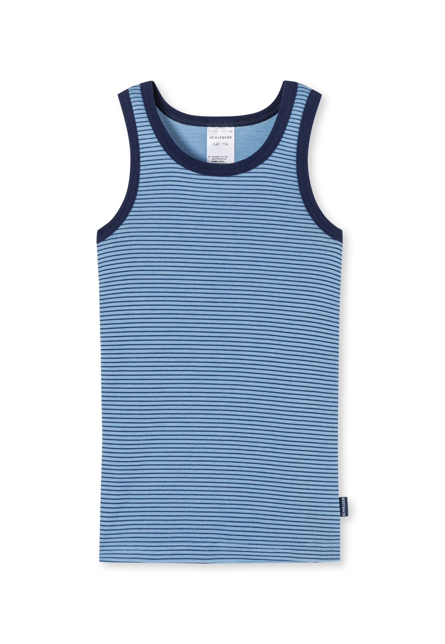 Schiesser Unterhemd Feinripp Modal Organic Cotton Ringel hellblau - Fine Rib Modal für Jungen