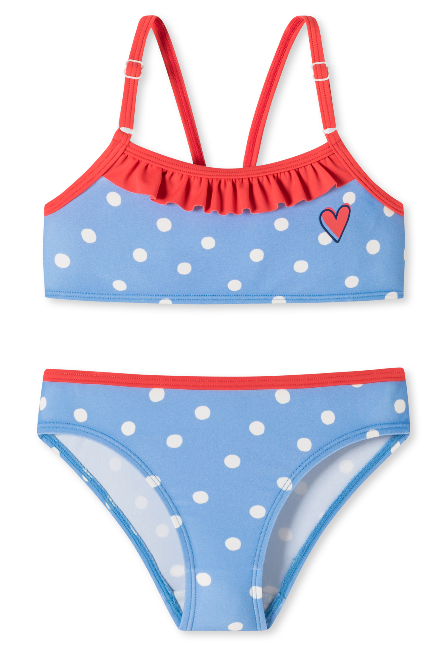 Schiesser Bustier Bikini Wirkware Punkte Rüschen hellblau - Aqua Kids Girls für Mädchen