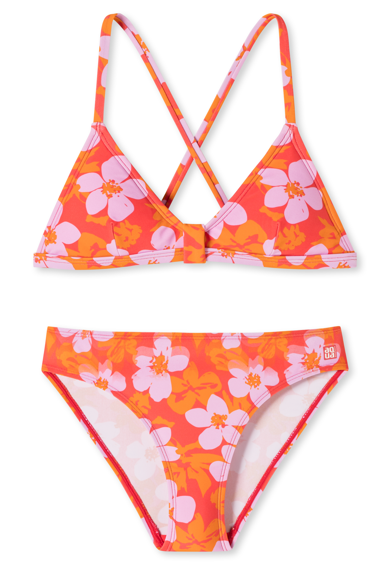 Schiesser Bustier-Bikini Wirkware recycelt LSF40+ Blumen rot - Aqua Teen Girls für Mädchen