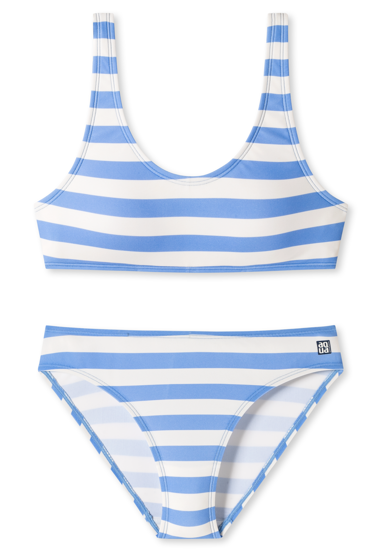 Schiesser Bustier-Bikini Wirkware recycelt LSF40+ gefüttert Streifen hellblau - Aqua Teen Girls für Mädchen