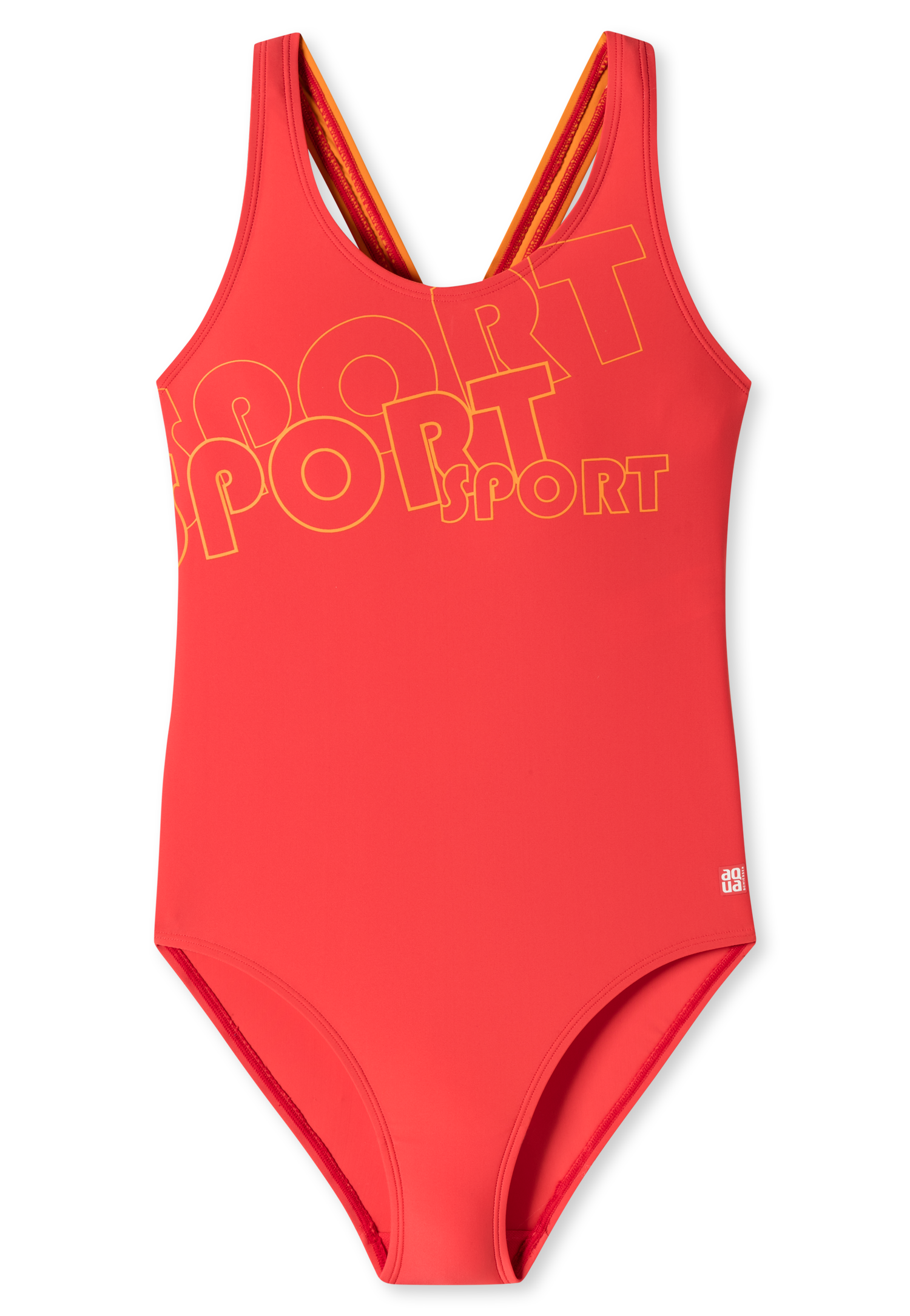 Schiesser Badeanzug Wirkware recycelt LSF40+ Racerback Sport rot - Aqua Teen Girls für Mädchen