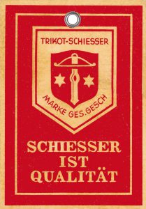 historisches Schiesser Etikett aus 1932 in rotgold