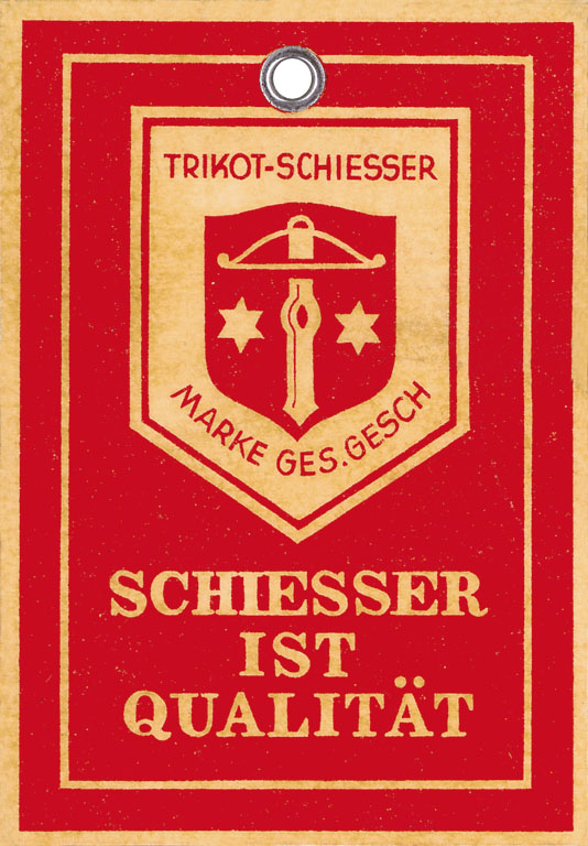 historisches Schiesser Etikett aus 1932 in rotgold